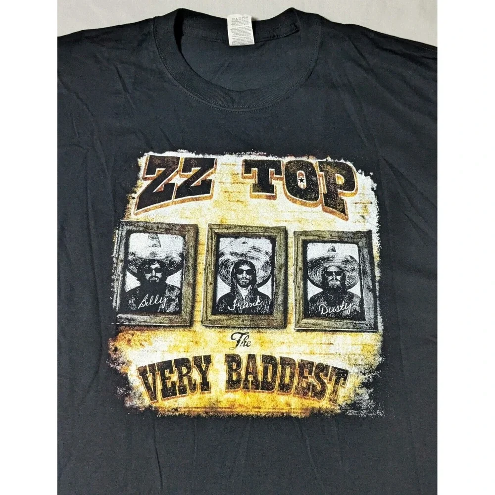 ZZ TOP &‎ JEFF BECK TOUR 2014 Men XL Black Double-Sided The Very Baddest T-Shirt